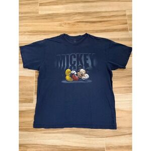Disney Store Mickey Mouse Graphic T-Shirt Navy Blue Mens Large Cotton Tee